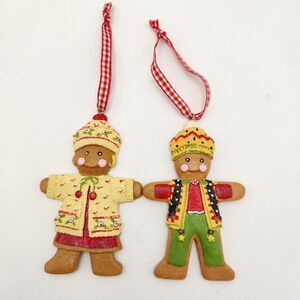 Mary Engelbreit Vintage Christmas Ornaments Glitter Gingerbread People Boy Girl